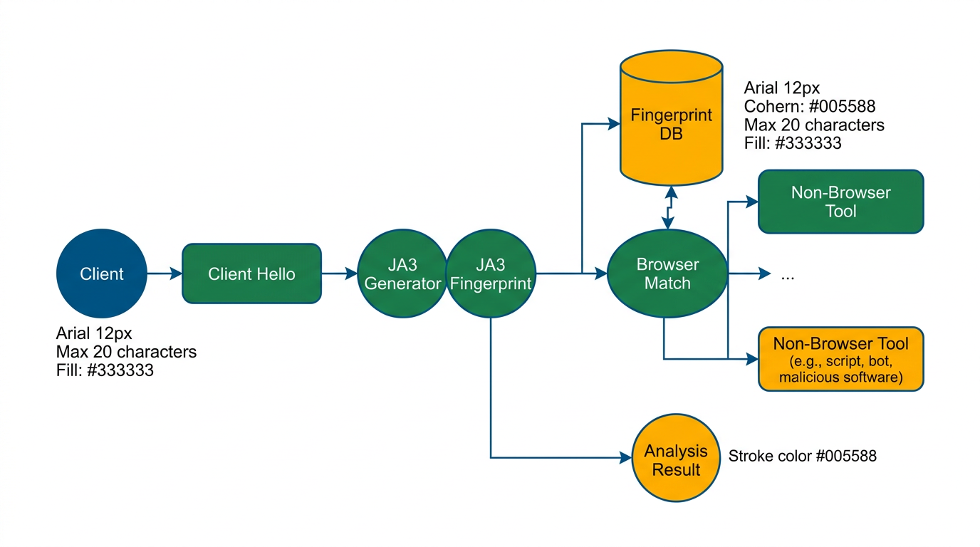 Diagramma: JA3 fingerprinting può rivelare tool non-browser