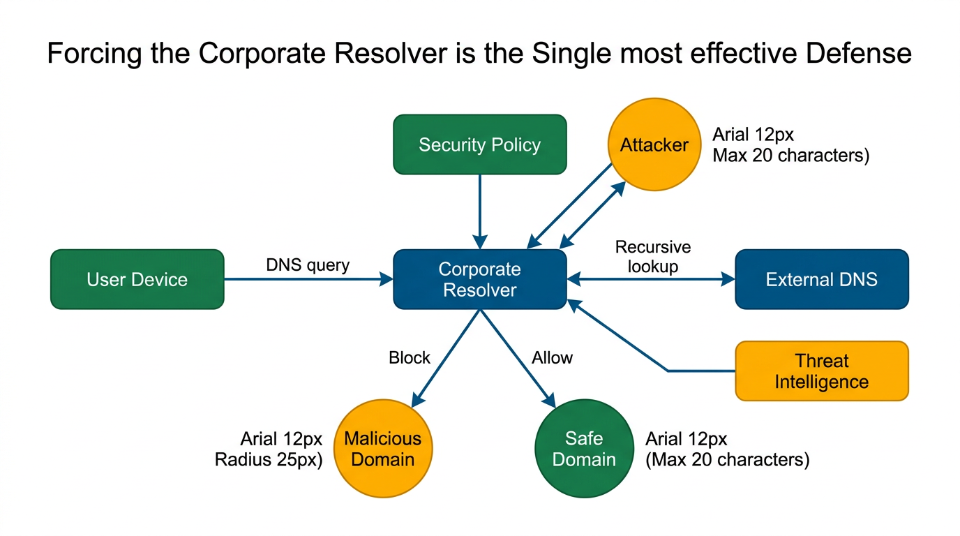 Diagramma: Forzare il resolver aziendale è la difesa singolarmente più efficace